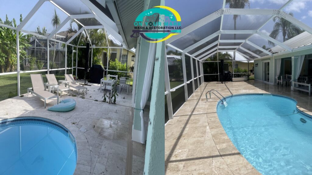 Residential pool deck and lanai cleaning