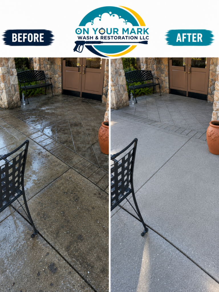 Commercial restaurant entrance cleaning before and after